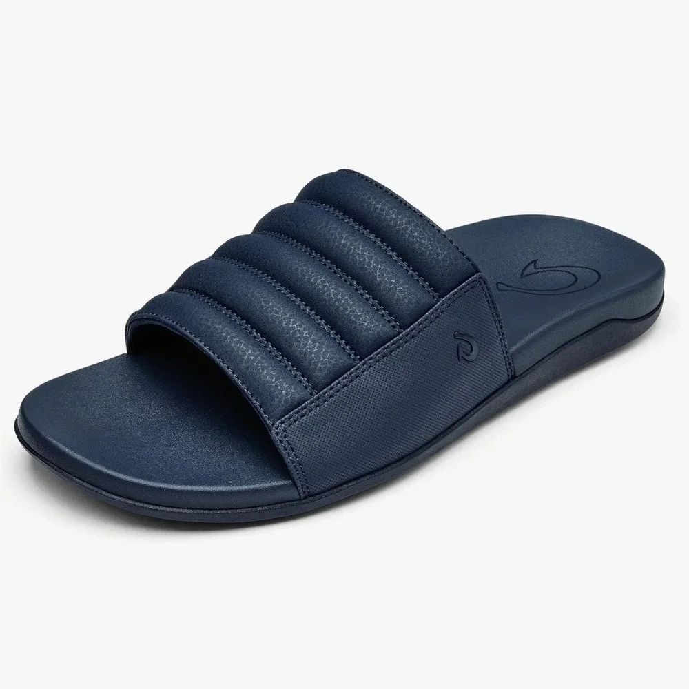 OluKai Maha Olu Mens Size 10 Slides Navy Blue Slides Sandals 10452-4848